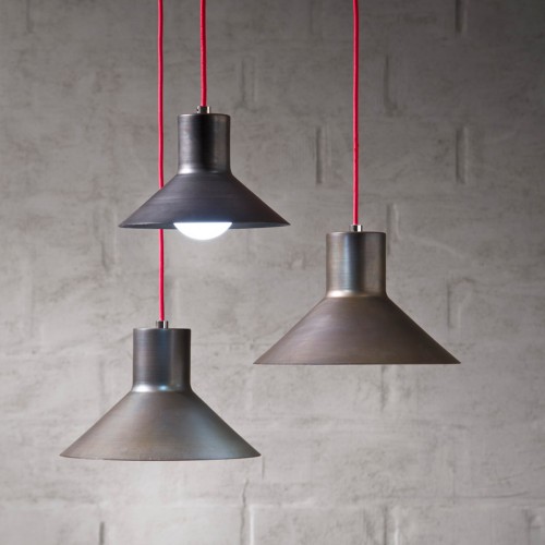 Hangings white lamps covered with metal cap