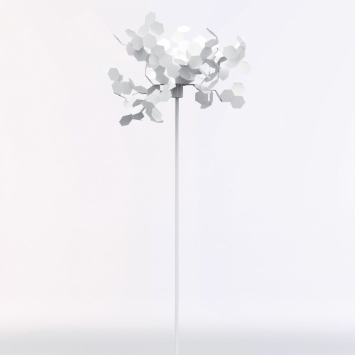 Hybrid white chandelier with standing rod