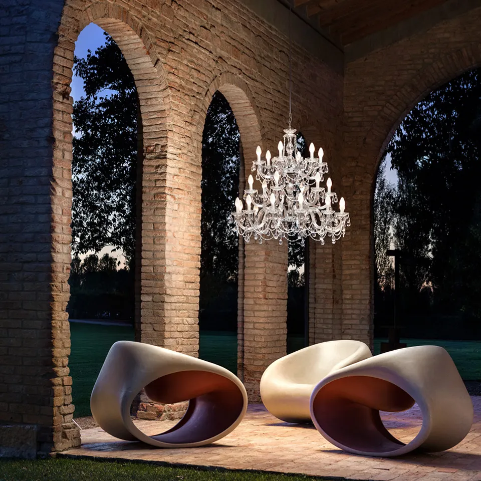 White hanging chandelier models from Masiero